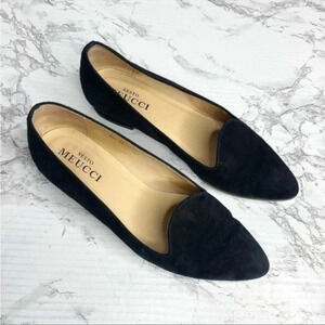 SESTO MEUCCI Black Suede Pointy Loafer Flats size 8.5 EUC